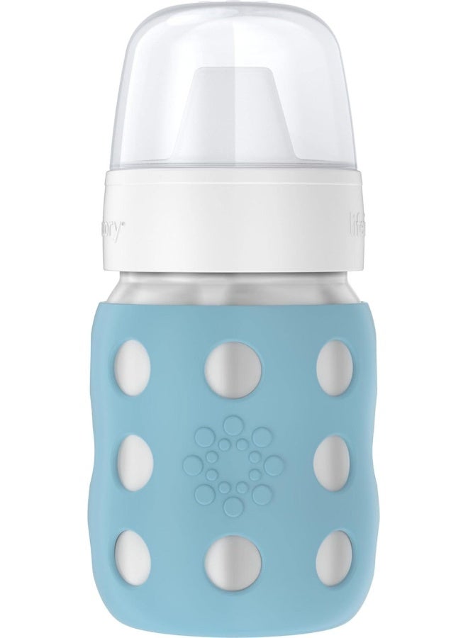 Lifefactory 8-Ounce Stainless-Steel Vacuum-Insulated Wide-Neck Baby Bottle with Hard Sippy, Denim, LS2221WDE4 - Image 1