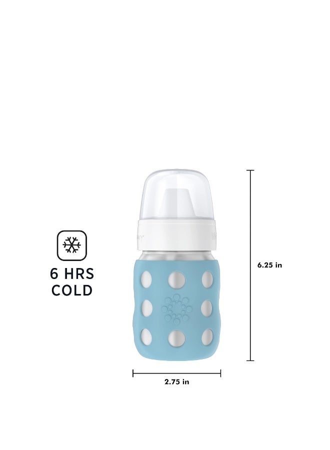 Lifefactory 8-Ounce Stainless-Steel Vacuum-Insulated Wide-Neck Baby Bottle with Hard Sippy, Denim, LS2221WDE4 - Image 5