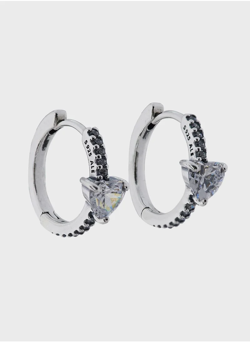 باندورا Sparkling Heart Hoop Earrings