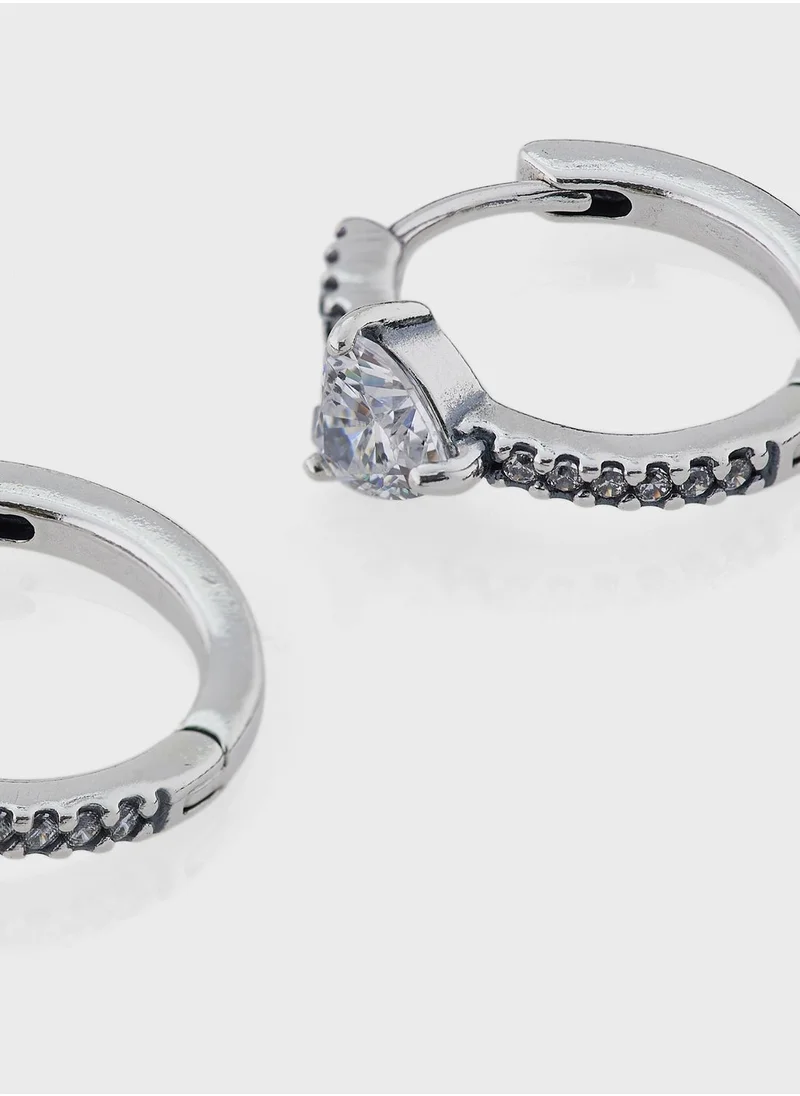 باندورا Sparkling Heart Hoop Earrings