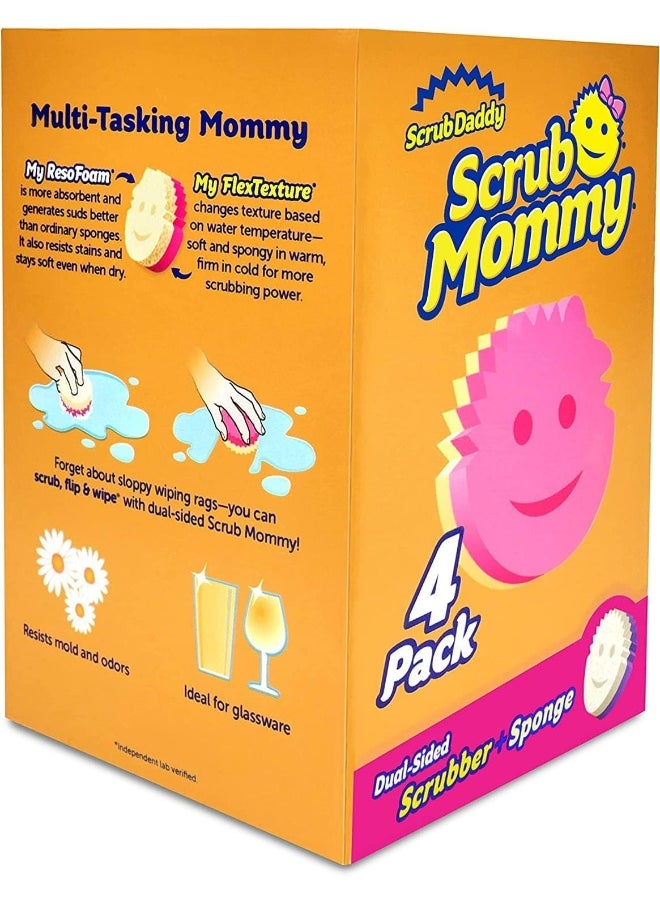 Scrub Daddy - Scrub Daddy Scrub Mommy Dual Sided Scrubber + Sponge Multi-Pack Set Of 4 Pink - Image 1
