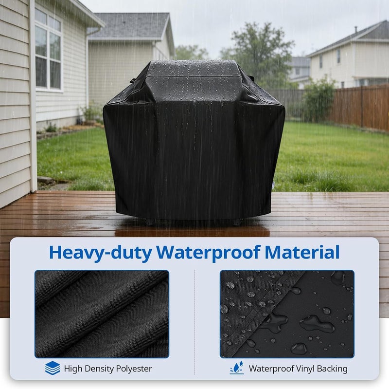 SunPatio Grill Cover 50 Inch, Outdoor Heavy Duty Waterproof Barbecue Gas Grill Cover, UV and Fade Resistant, All Weather Protection for Weber Char-Broil Kenmore Nexgrill Grills and More, Black - Image 3