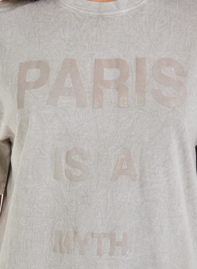 ستايلي تيشيرت فضفاض مطبع بطبعة كتابة - Image 3