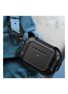 Generic Vanguard Armor compatible with AirPods Pro 2 Side Safety Lock Full Body Protective Case Cover with Keychain Front LED Visible Open Holes for Bottom Speakers (Black)  - Image 2