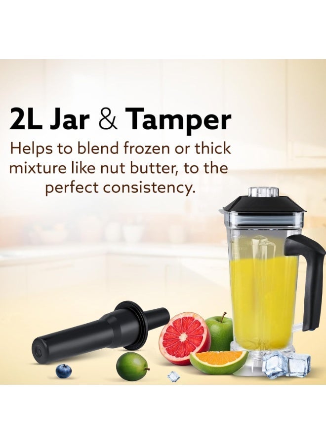 AGARO Grand Professional Blender/Grinder/Mixer, 2000 watts, 2 Litres BPA Free Jar, Commercial heavy duty blender, High Power & Speed Blender, 100% Copper Motor, Pulse Function, 8 Leaf SS Blade - Image 3