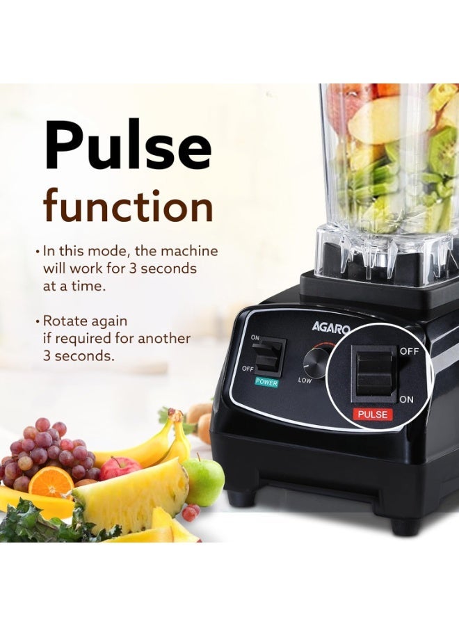 AGARO Grand Professional Blender/Grinder/Mixer, 2000 watts, 2 Litres BPA Free Jar, Commercial heavy duty blender, High Power & Speed Blender, 100% Copper Motor, Pulse Function, 8 Leaf SS Blade - Image 5