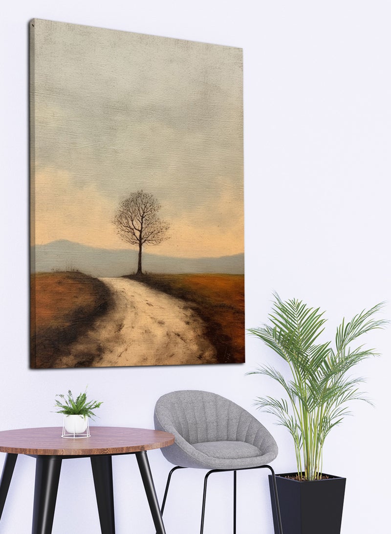 LOWHA Canvas Wall Art Stretched Over Wooden Frame with Road With Trees Painting  - Image 3