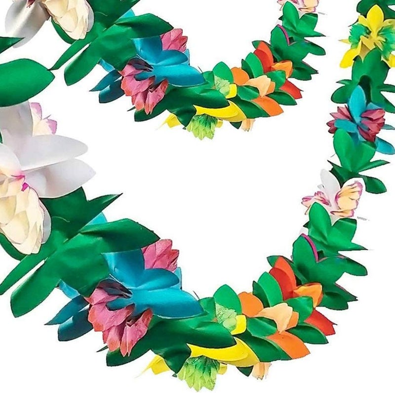 DomeStar 6 Packs Tropical Flower Garlands Tissue Flower Banner Hibiscus Garland Hanging Party Decorations for Hawaiian Luau Party Beach Birthday Baby Shower Wedding