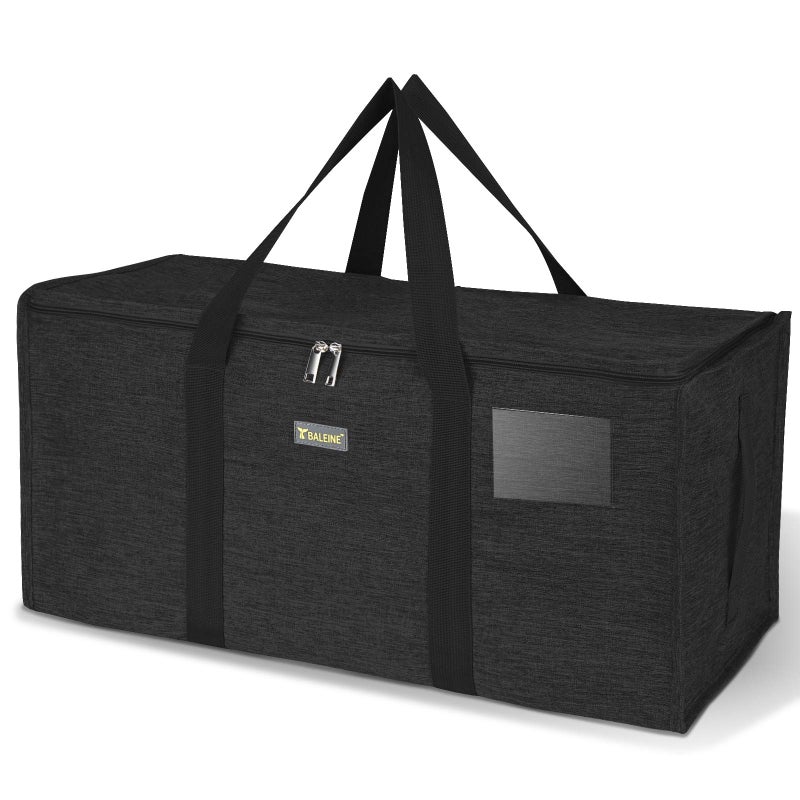 BALEINE Extra Large Storage Tote with Zippers & Carrying Handles, Heavy-Duty Oxford Fabric Moving Bags for Laundry, Space Saving, Storage, Charcoal Black, 1-Pack - Image 1