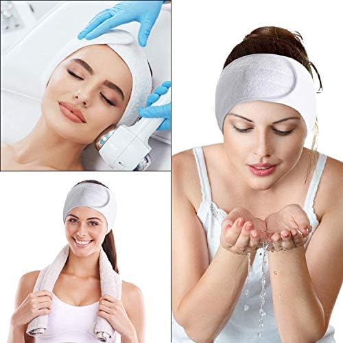 Simnice 6 Pieces Spa Facial Headbands Adjustable Head Wraps for women,Makeup Shower Bath Facial Wraps Sports Headband Terry Cloth Adjustable Stretch Towel with Magic Tape - Image 5