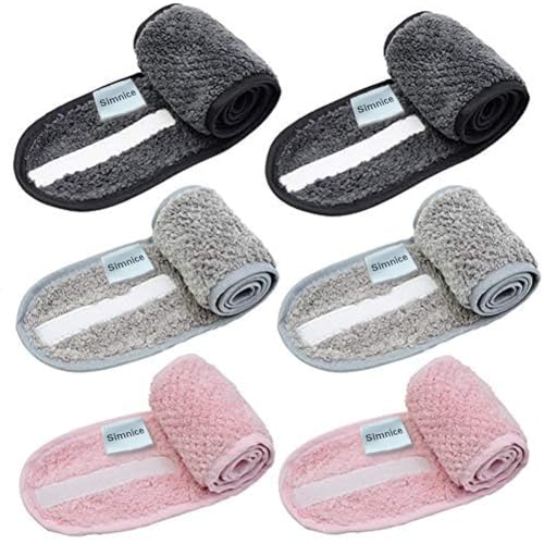 Simnice 6 Pieces Spa Facial Headbands Adjustable Head Wraps for women,Makeup Shower Bath Facial Wraps Sports Headband Terry Cloth Adjustable Stretch Towel with Magic Tape - Image 4