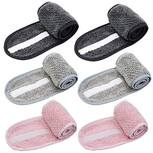 Simnice 6 Pieces Spa Facial Headbands Adjustable Head Wraps for women,Makeup Shower Bath Facial Wraps Sports Headband Terry Cloth Adjustable Stretch Towel with Magic Tape - Image 1