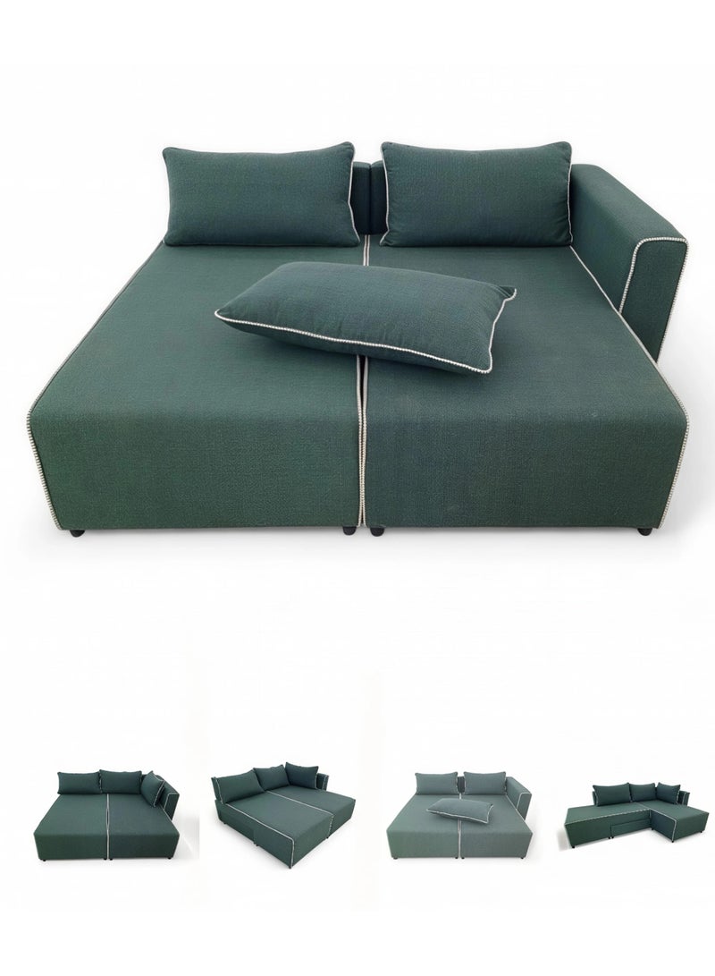 Concent L-Shape Turkish Smart Corner Sofa Expandable to Become a Bed - Modern Design with Storage Space - Image 3