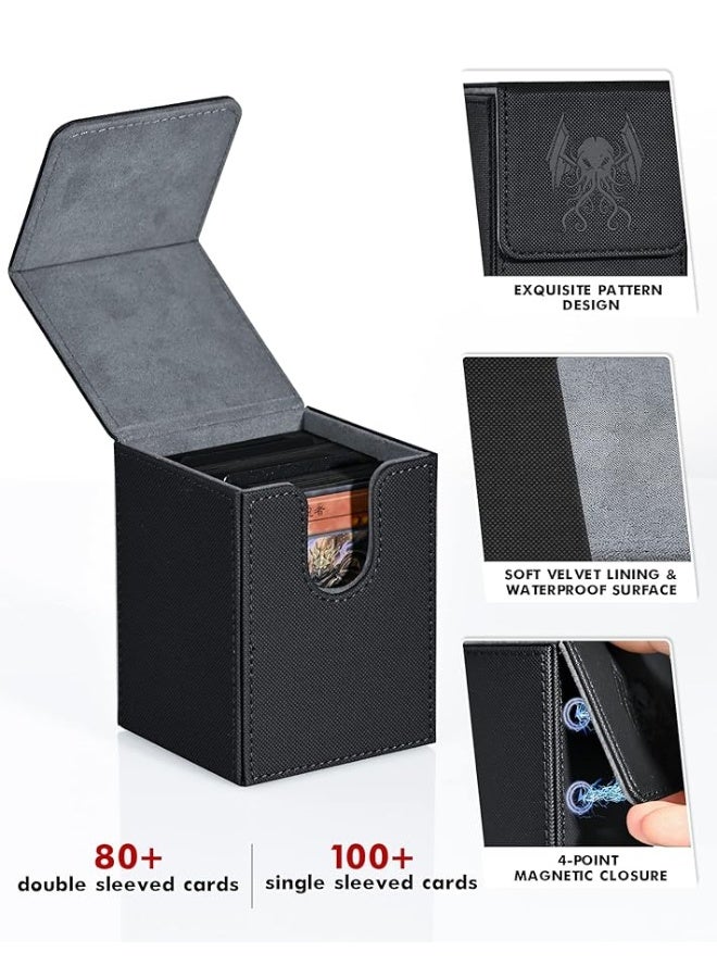 ZLCA Card Deck Box Fits MTG Yu-Gi-Oh! TCG, Card Storage Box with Dividers Holds 100+ Sleeved Cards, Premium Card Deck Case Compatible with CCG Trading Cards (Black,Cthulhu) - Image 2