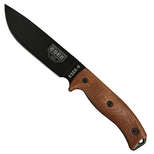 ESEE-6 1095 Carbon Steel, Black Sheath (Black Blade, Natural Canvas Micarta 3D Handle) - Image 2
