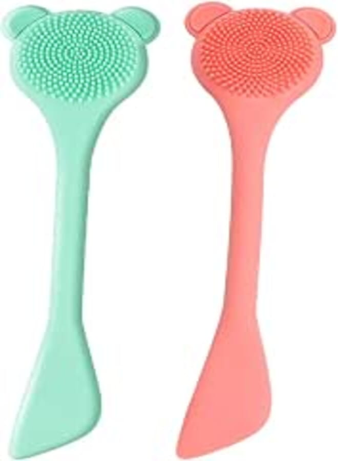 FOMIYES 2pcs Mask Brush Face Cleaning Brush Silicone Lip Brush Silicone Face Mask Brush Silicone Face Exfoliator Silicone Face Cleaner Nose Silica Gel Green Nose Cleaning Brush Double Head