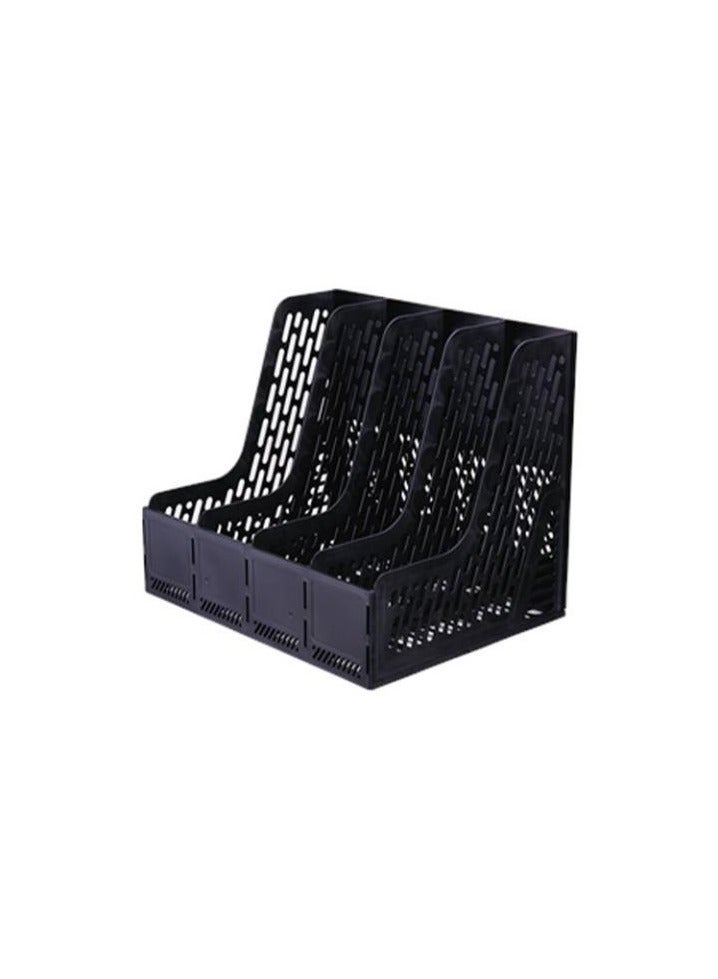 Deli deli Magazine File Holder, Desk Organizer File Folder for Office Organization and Storage, Sturdy Plastic Binder Organizer, 4 Vertical Compartments, Black  - Image 4