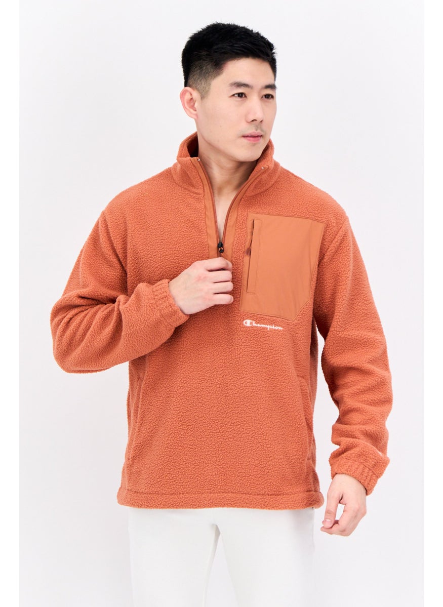 Champion Men Sportswear Fit Long Sleeve Half Zip Outdoor Jackets, Rust Brown  - Image 1
