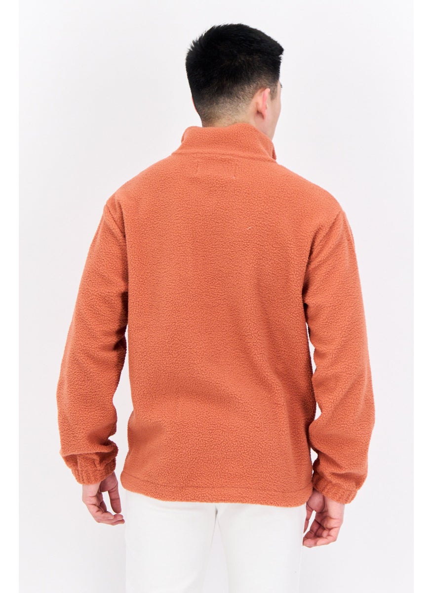 Champion Men Sportswear Fit Long Sleeve Half Zip Outdoor Jackets, Rust Brown  - Image 3