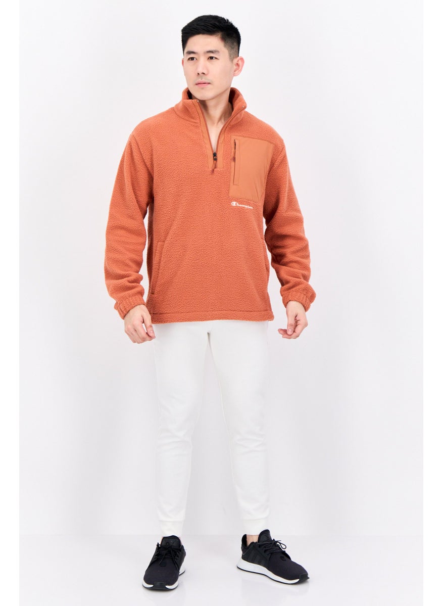 Champion Men Sportswear Fit Long Sleeve Half Zip Outdoor Jackets, Rust Brown  - Image 4