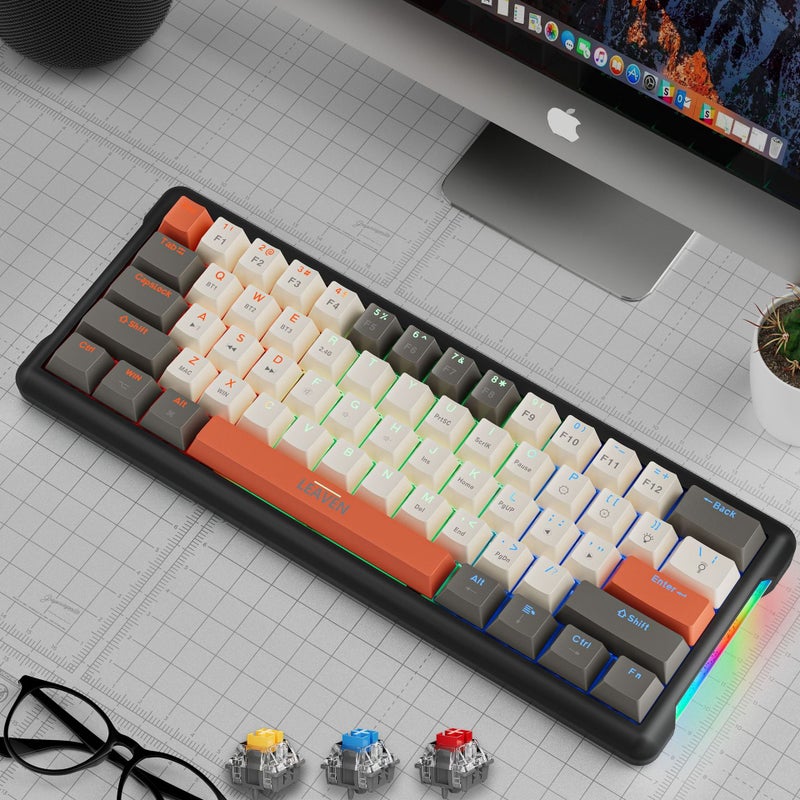 Crack K610 Three-Mode Keyboard Customized Plug Russian Gaming Computer Bluetooth Wireless Mechanical Keyboard - Image 1