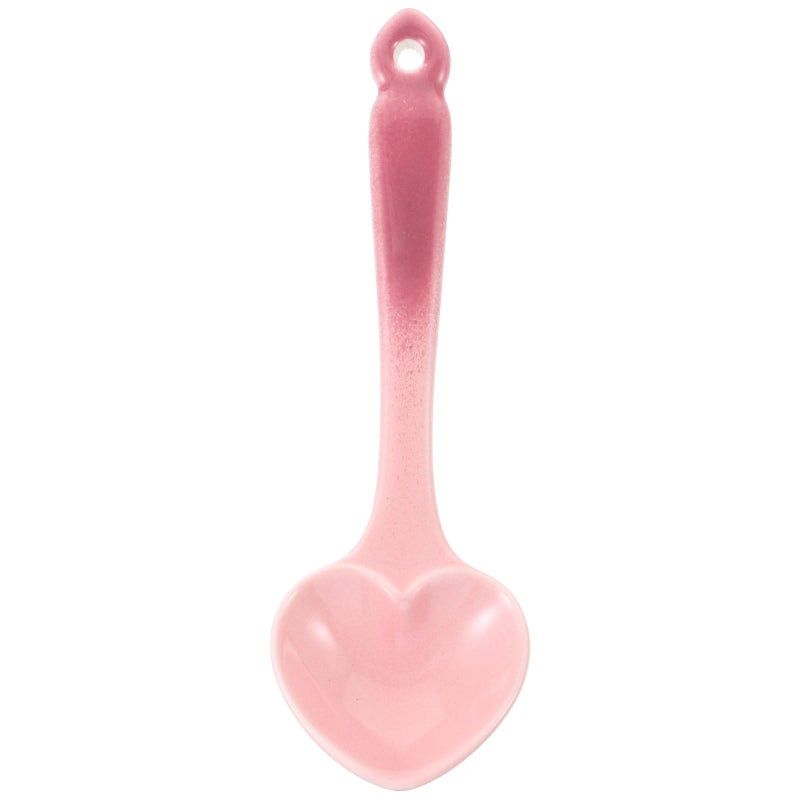 Heart Shaped Pink Ceramic Dessert Spoon Porcelain Flatware Nordic Gradient Glaze Design - Image 2