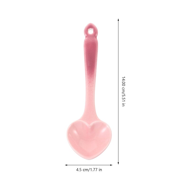 Heart Shaped Pink Ceramic Dessert Spoon Porcelain Flatware Nordic Gradient Glaze Design - Image 3
