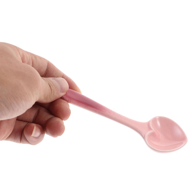 Heart Shaped Pink Ceramic Dessert Spoon Porcelain Flatware Nordic Gradient Glaze Design - Image 5