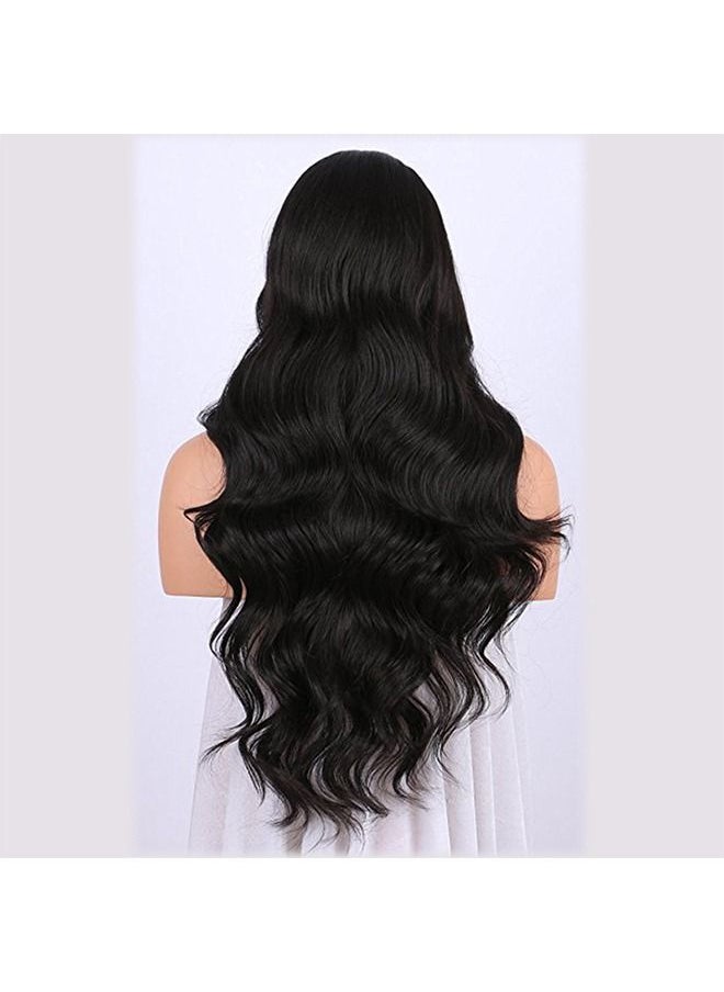 24 inches black big wave wig