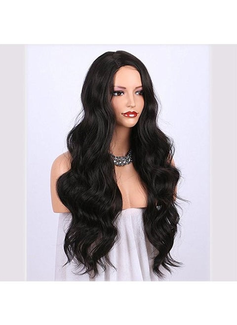24 inches black big wave wig