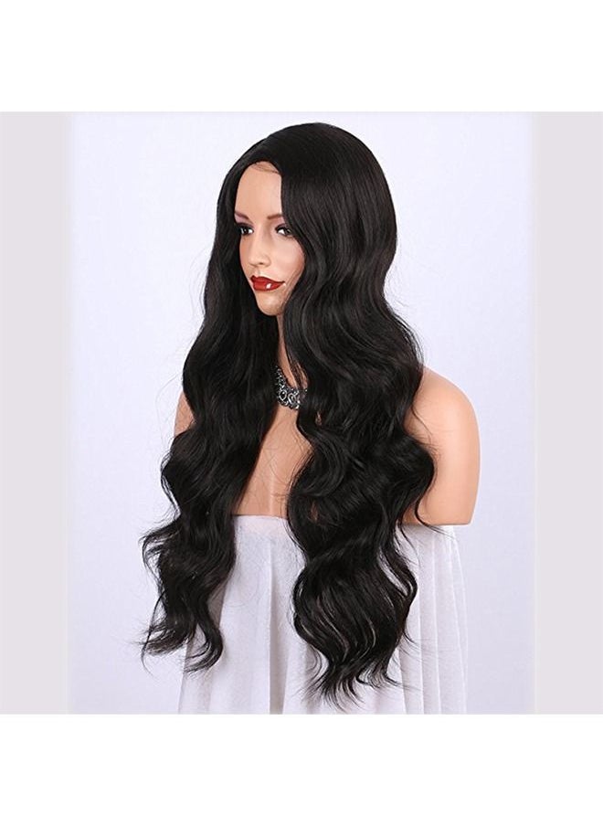 24 inches black big wave wig