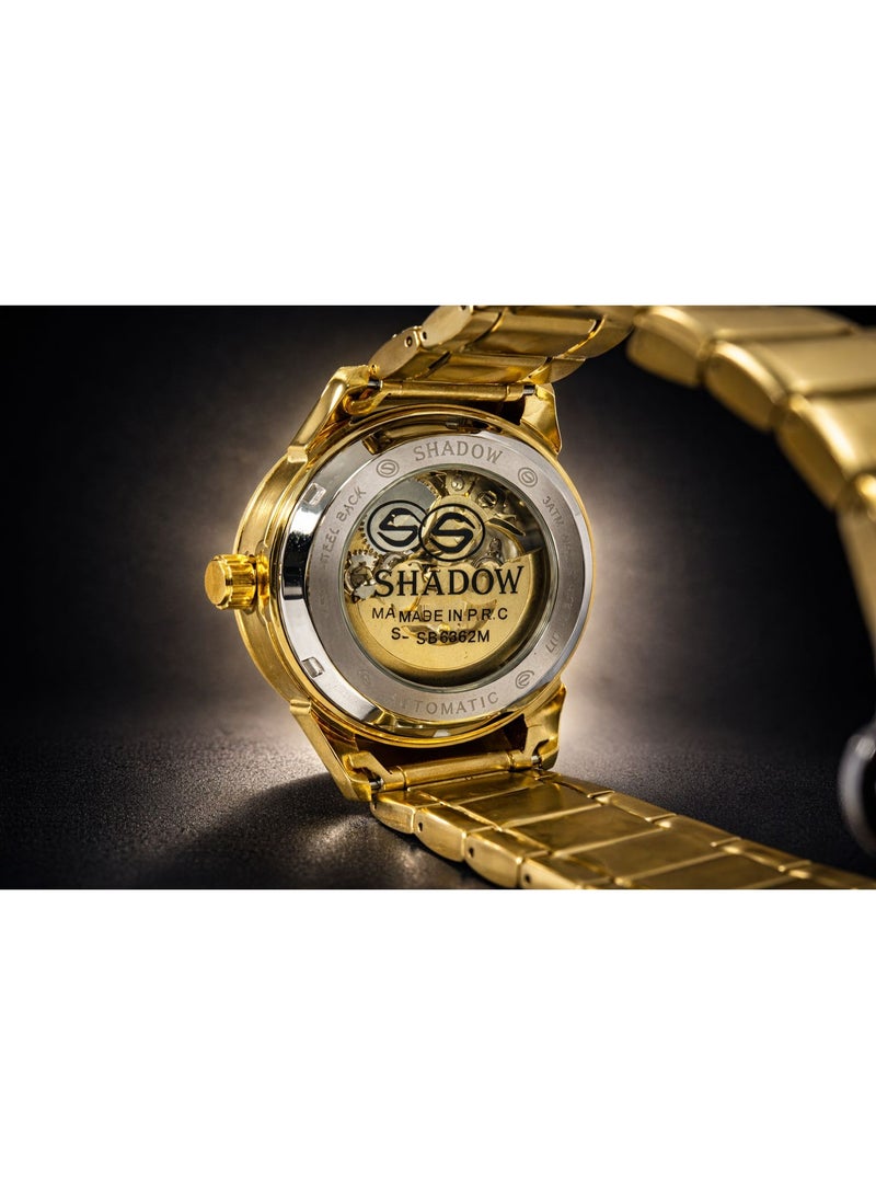 SHADOW Monarch Skeleton SD6362M Automatic Men’s Watch Gold Stainless Steel Strap Luxury Mechanical Wristwatch - Image 4