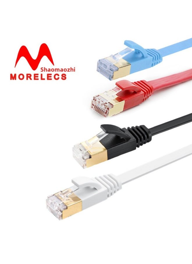 Generic Cat7 Network Cable 7 Flat Network Jumper Household Outdoor Gigabit High-speed Oxygen-free Copper Shielded Network Cable Wholesale-Color:Red-Line Length:3 M  - Image 2
