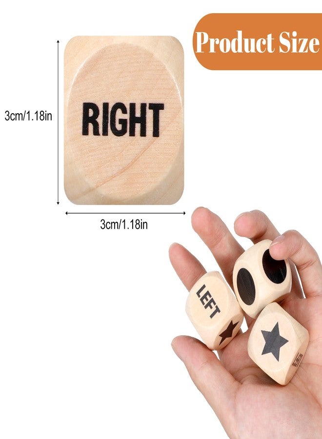 KFHENSOMR 3pcs Left Right Center Game Dice 1 inch Beech Wood Dices with Drawstring Bag Left Right Center Game Dice Accessories Easy to Store and Carry Around Convenient for Travel - Image 2