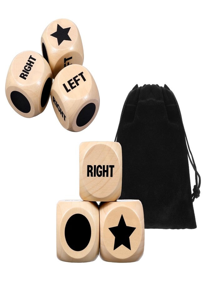 KFHENSOMR 3pcs Left Right Center Game Dice 1 inch Beech Wood Dices with Drawstring Bag Left Right Center Game Dice Accessories Easy to Store and Carry Around Convenient for Travel - Image 1