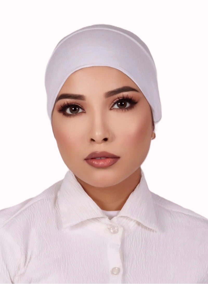 برفكتوري قبعة عمامة نسائية من الجيرسي مع رباط للإغلاق، وغطاء رأس إسلامي - أبيض  - Image 2
