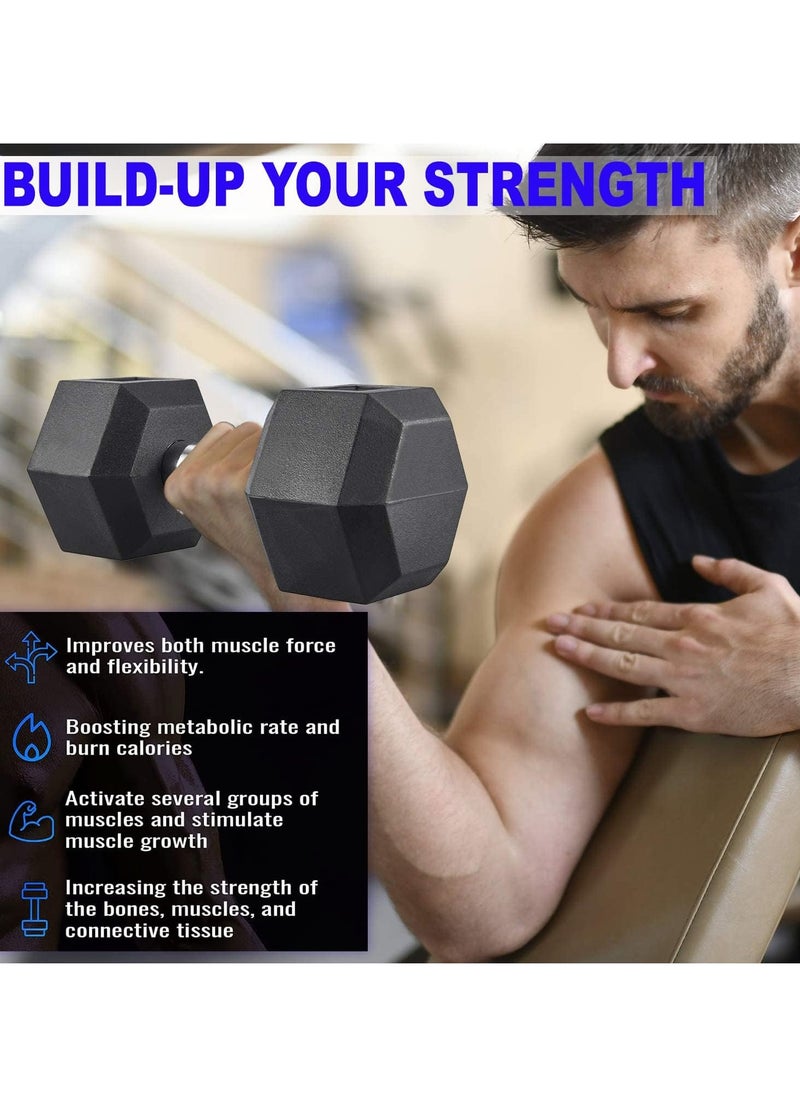 Sky Land - Set Of 2 Rubber Coated Hex Dumbbells, 1 Pair, 2x22.5kg | Exercise Weight Dumbbells, Chrome Plated for Strength Training Weights - Image 1