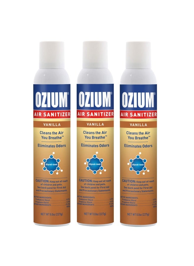Ozium - Ozium A807035 3 8 Oz Air Sanitizer And Odor Eliminator For Homes Cars Offices And More Vanilla Scent 3 Pack - Image 1