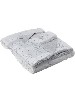 hudson baby Hudson Baby Unisex Baby Plush Mink and Sherpa Blanket, Gray Clouds, One Size  - Image 1