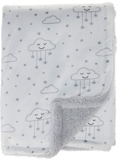 hudson baby Hudson Baby Unisex Baby Plush Mink and Sherpa Blanket, Gray Clouds, One Size  - Image 2