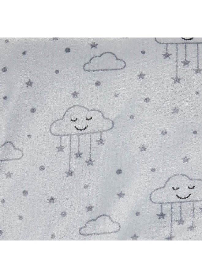 hudson baby - Hudson Baby Unisex Baby Plush Mink and Sherpa Blanket, Gray Clouds, One Size - Image 1