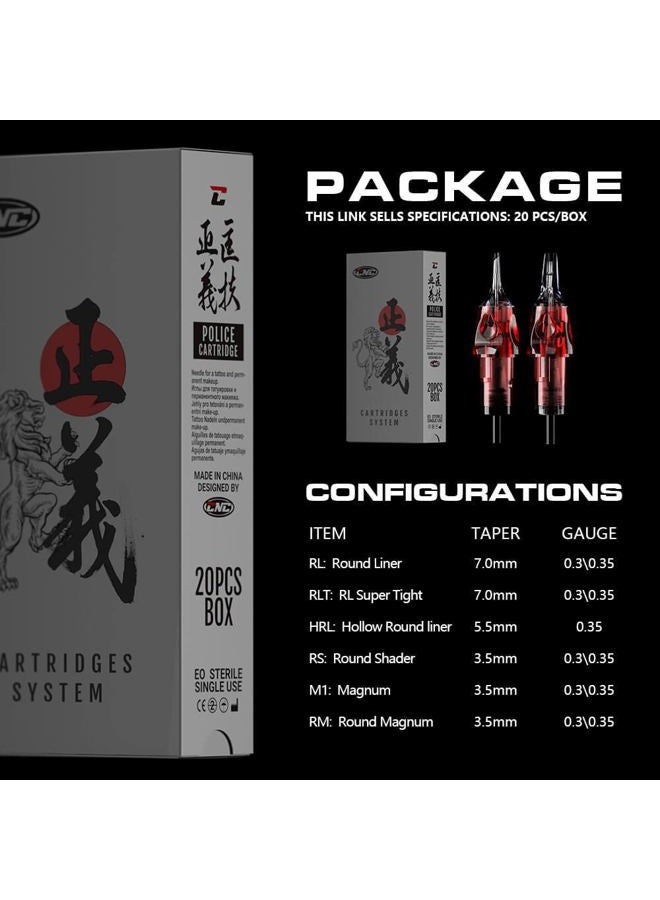 CNC 7RL Tattoo Needles Cartridge 20Pcs #10 Bugpin Disposable Needles Round Liner with Membrane EN04-20-1007RL - Image 5