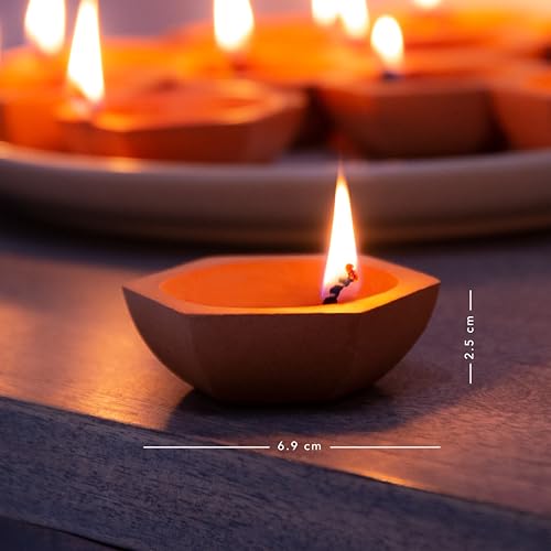 Ellementry Shathdeep Terracotta Diya Set of 24, Decorative Oil Lamp Diyas, Deepak for Mandir & Puja Thali, Decoration Items for Home & Office Decor, Gifts for Family, Friends & Employees - Image 4