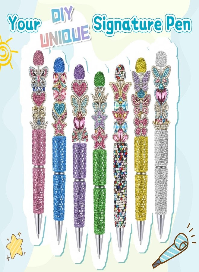 AOZUO 16 Pcs Glitter Beadable Pen Full Rhinestone Fancy Pens for Beads Cute Journalling Pens Multicolor Diamond Fun Bling Ballpoint Pen for Women DIY Craft Office Supplies(Full Diamond) - Image 5