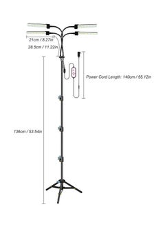 NIBEMINENT 4-Head LED Grow Light with Adjustable Tripod Stand Black  - Image 3