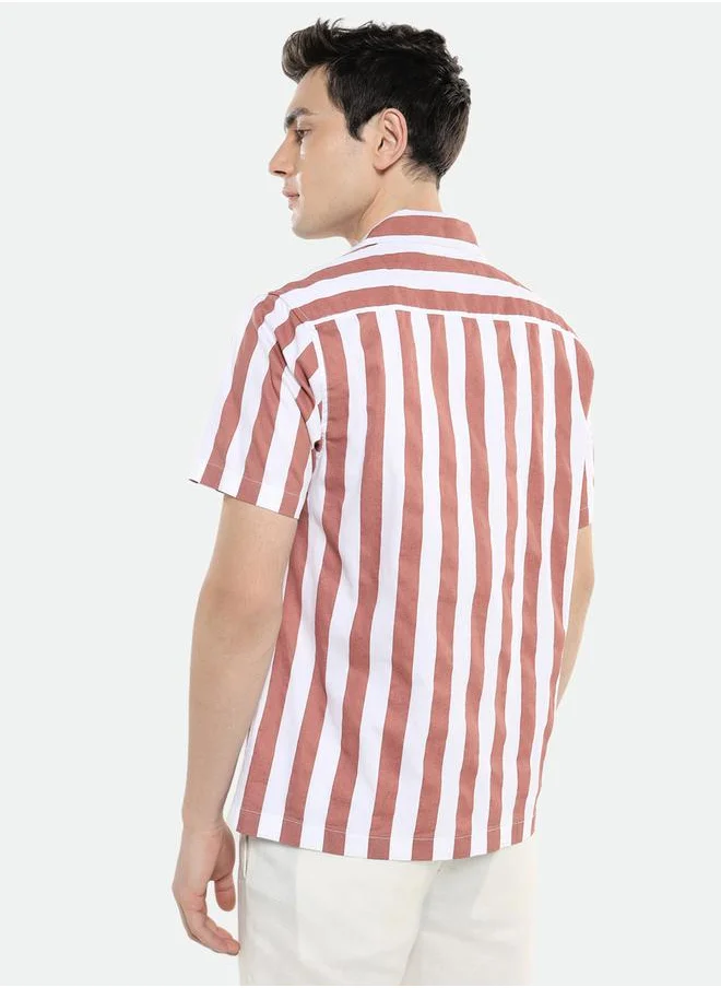 Dennis Lingo Spread Collar Striped Casual Shirt by Styli