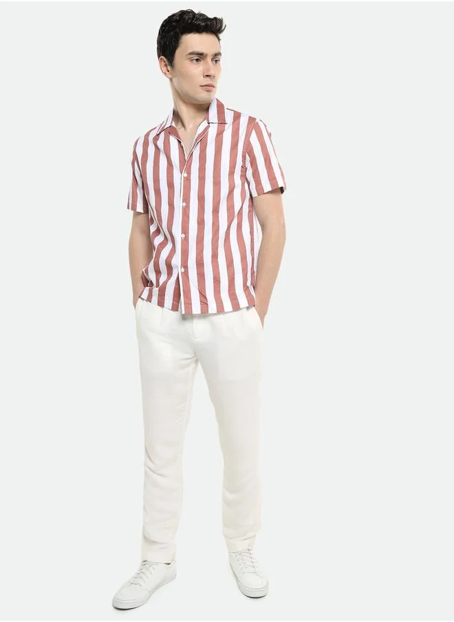 Dennis Lingo Spread Collar Striped Casual Shirt by Styli