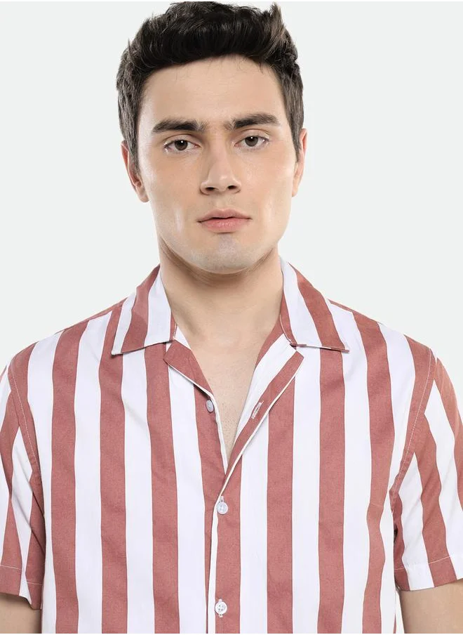 Dennis Lingo Spread Collar Striped Casual Shirt by Styli