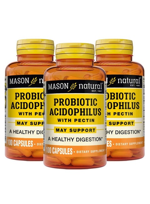 Probiotic Acidophilus With Pectin And Calcium Immune System Booster Improved Gut Health Supports Regularity And A Healthy Digestion 100 Capsules Pack Of 3