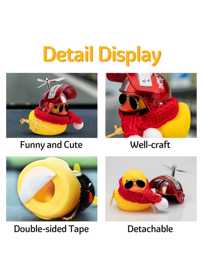 wonuu Rubber Duck Car Decorations Cute Yellow Duck Car Dashboard Ornaments with Propeller (Y-Snow Flake) - Image 2